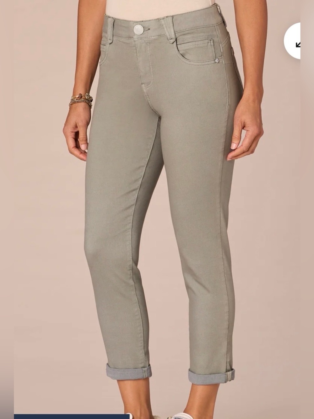 Democracy Cropped Slim Jeans in Light Olive